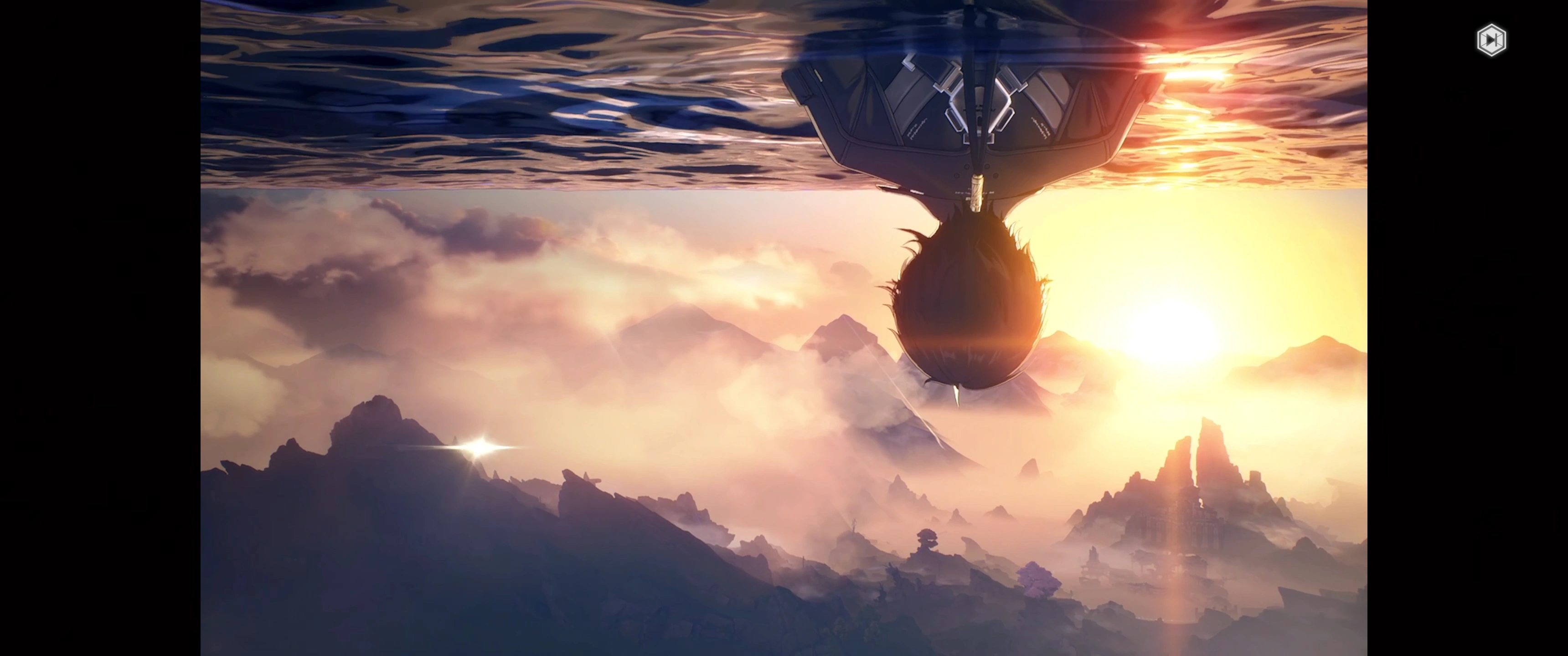 Rover upside down in a sea in the sky